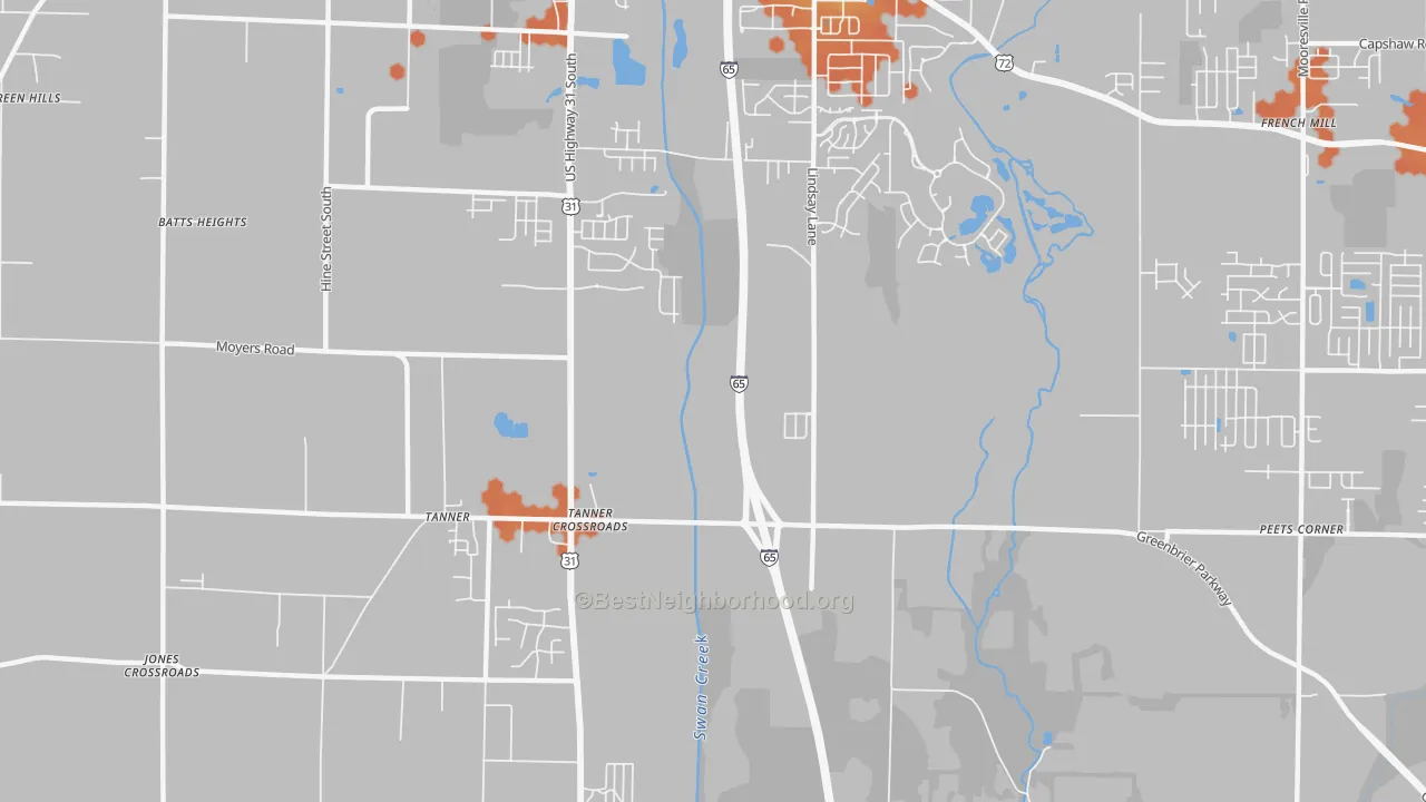 Bike Grade map of Tanner Crossroads, AL