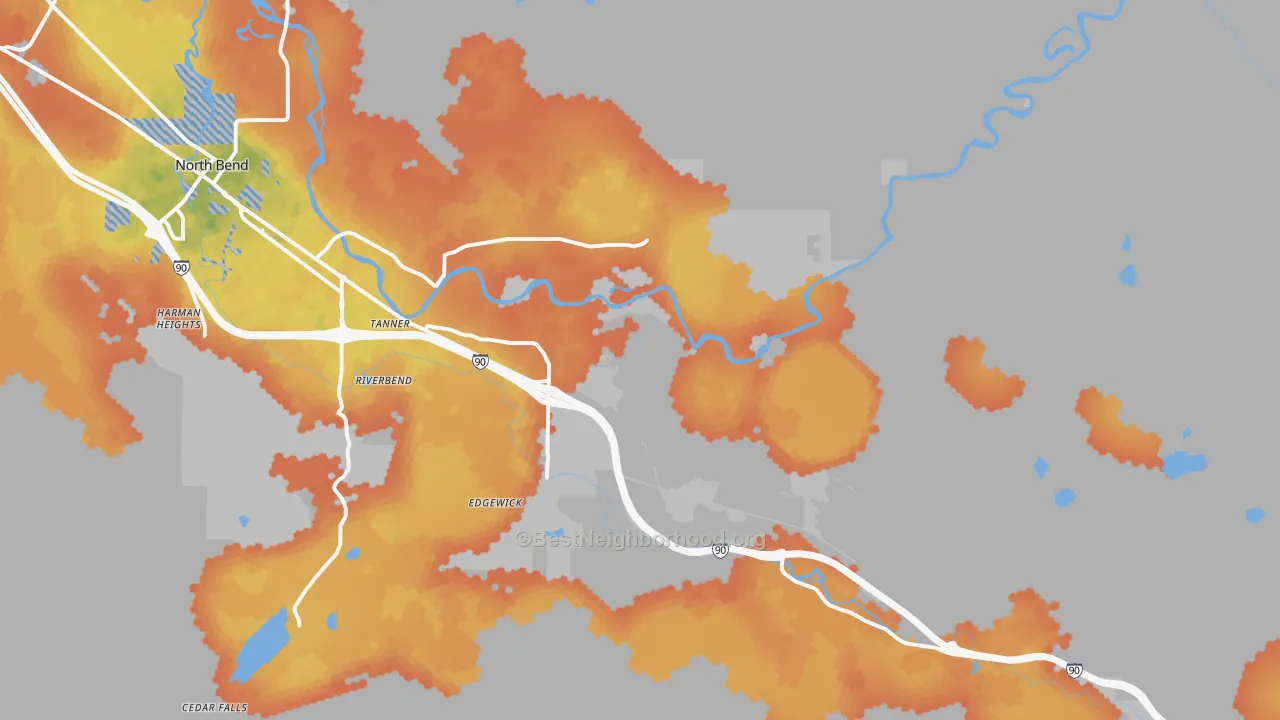 Bike Grade map of Tanner, WA