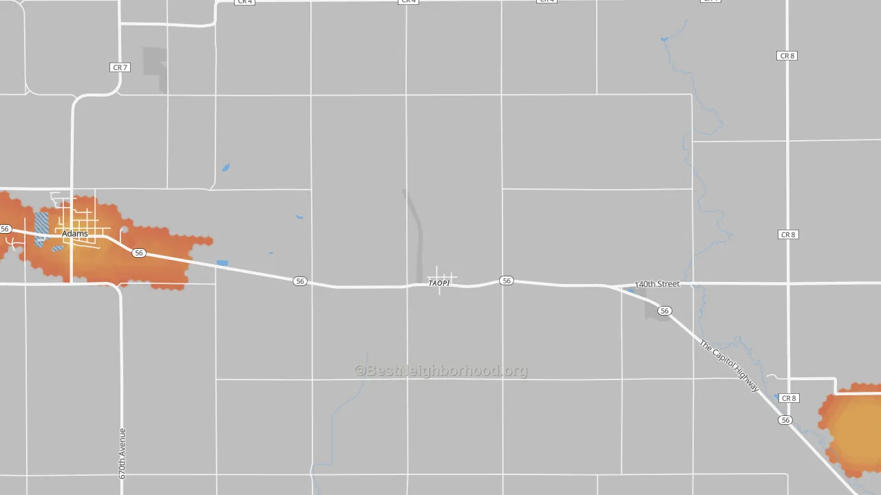 Bike Grade map of Taopi, MN