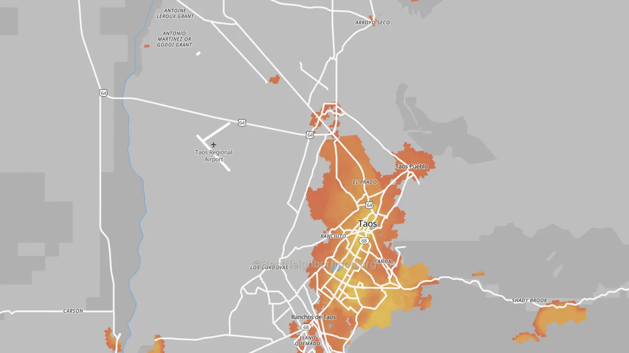 Bike Grade map of Taos County, NM