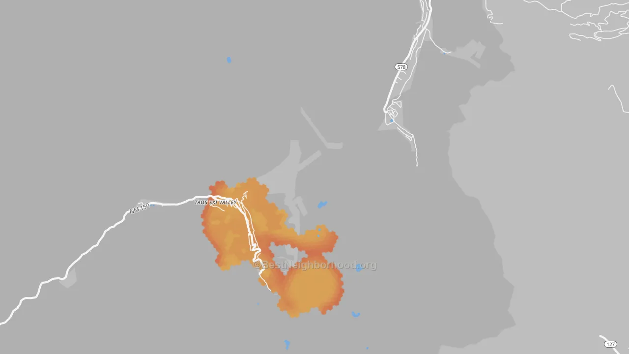 Bike Grade map of Taos Ski Valley, NM
