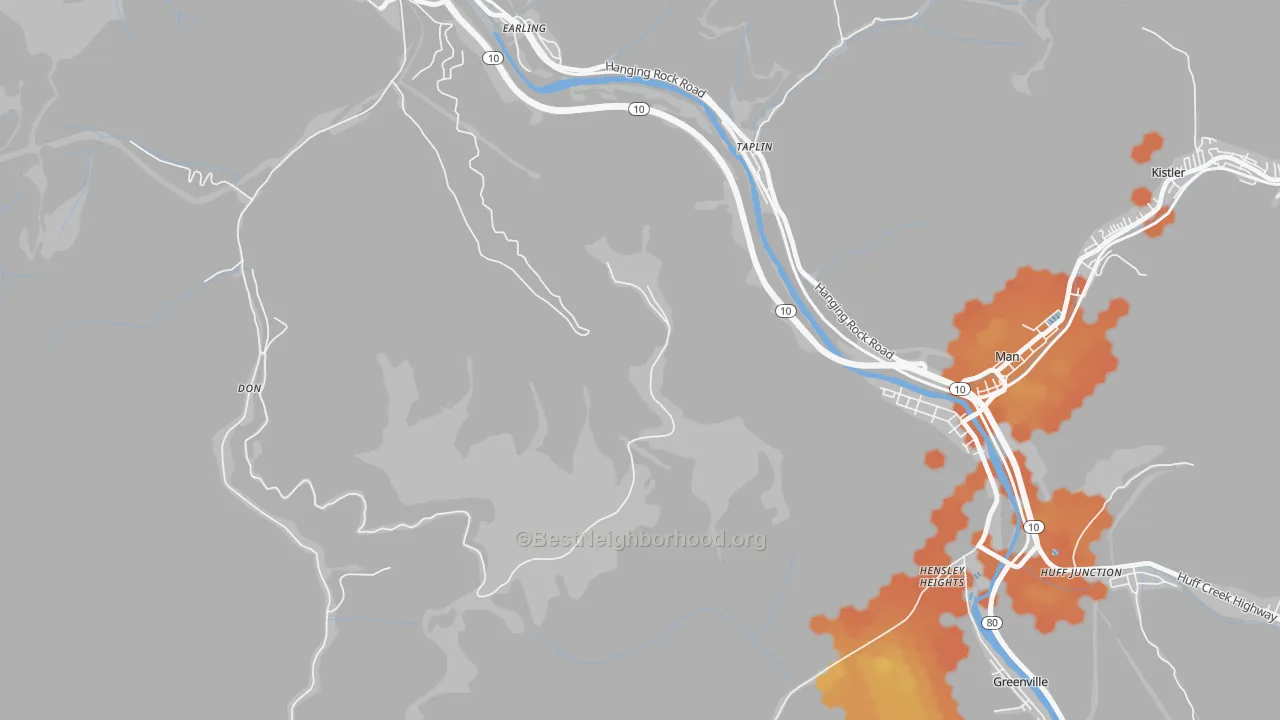 Bike Grade map of Taplin, WV