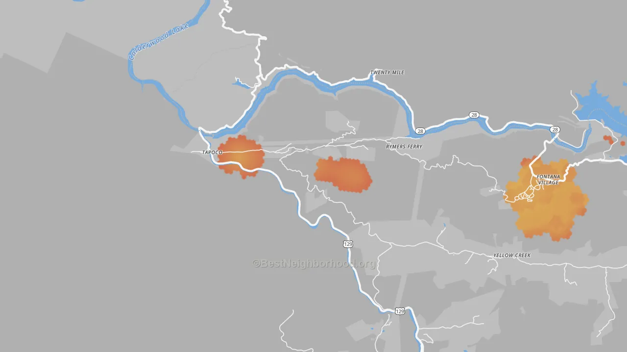Bike Grade map of Tapoco, NC