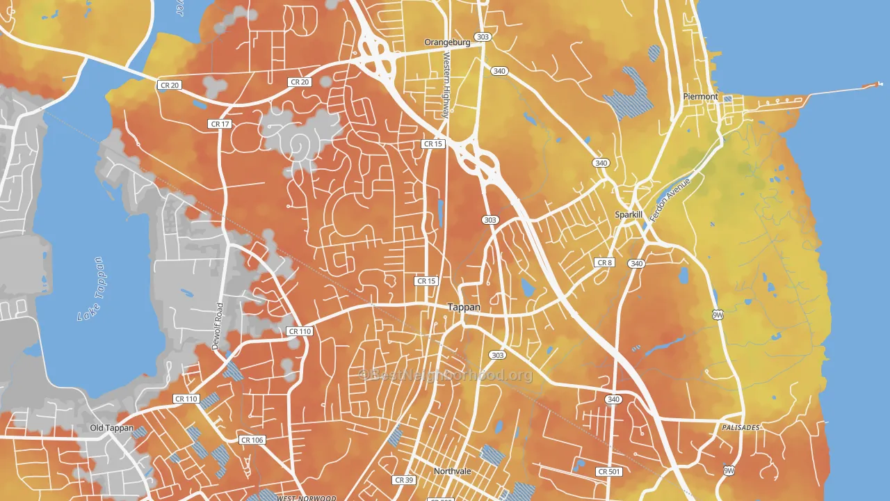 Bike Grade map of Tappan, NY