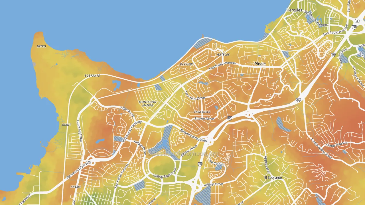 Bike Grade map of Tara Hills, San Pablo, CA