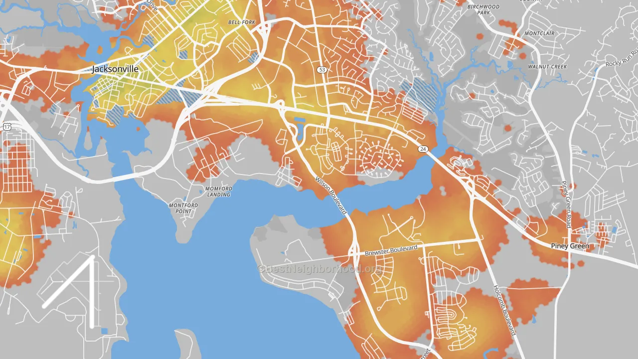 Bike Grade map of Tarawa Terrace, NC