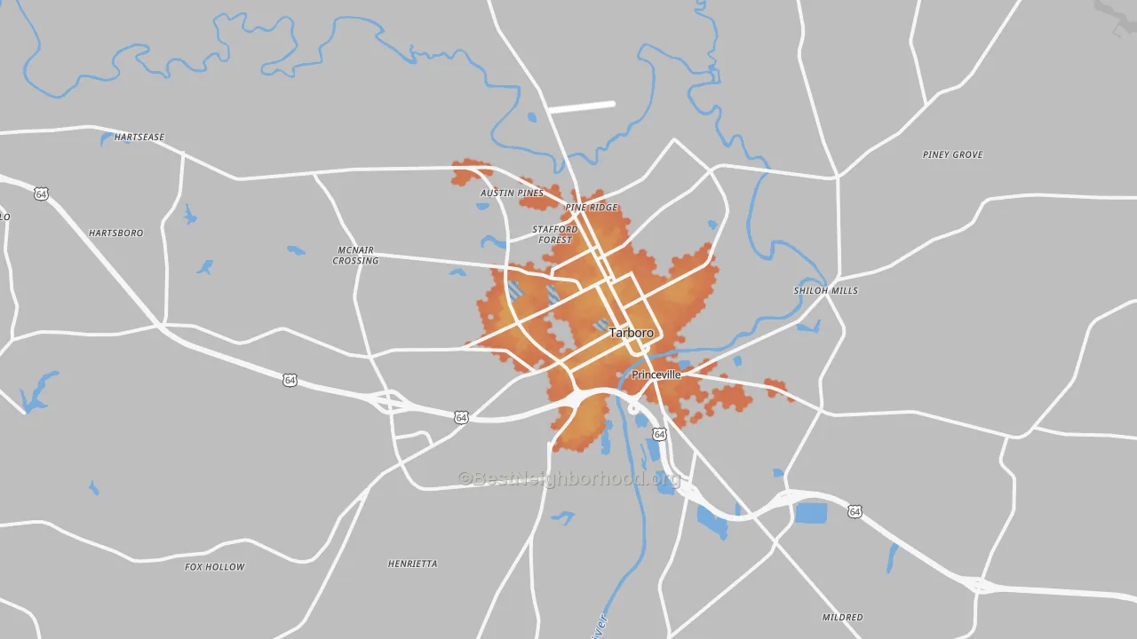 Bike Grade map of Tarboro, NC