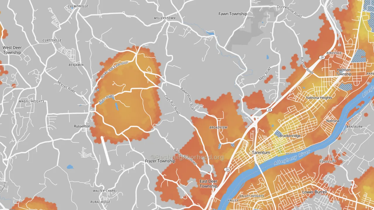 Bike Grade map of Tarentum, PA