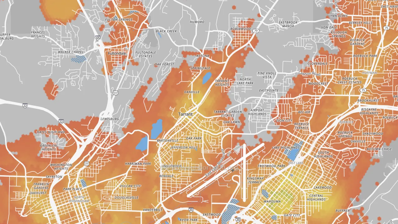 Bike Grade map of Tarrant, AL