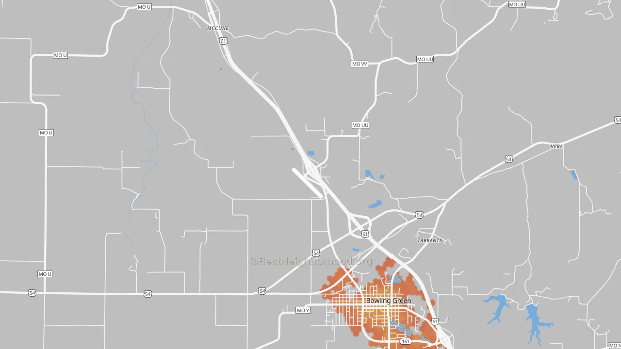 Bike Grade map of Tarrants, MO