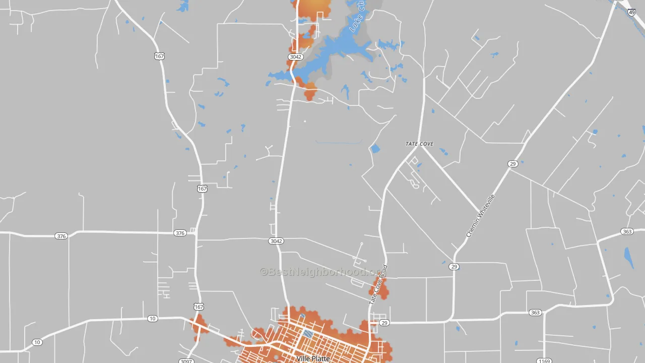 Bike Grade map of Tate Cove, LA