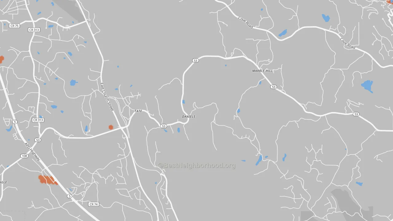 Bike Grade map of Tate, GA