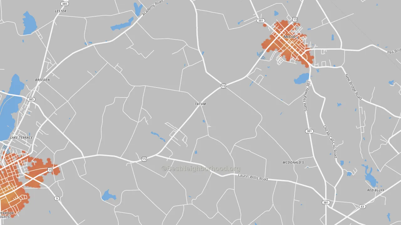 Bike Grade map of Tatum, SC