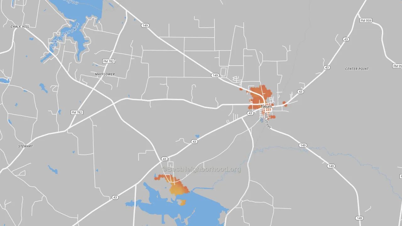 Bike Grade map of Tatum, TX