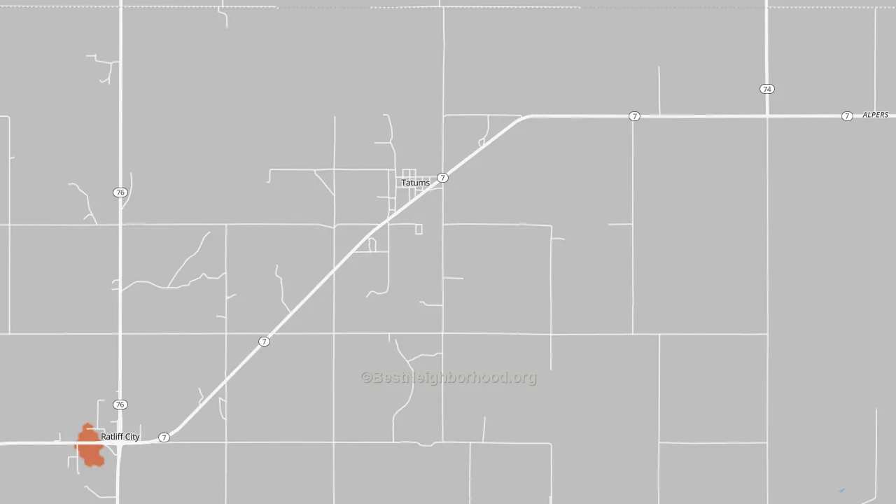 Bike Grade map of Tatums, OK