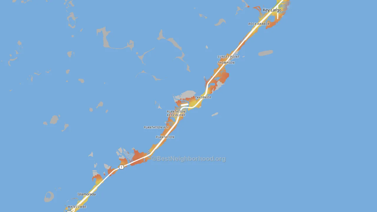 Bike Grade map of Tavernier, FL
