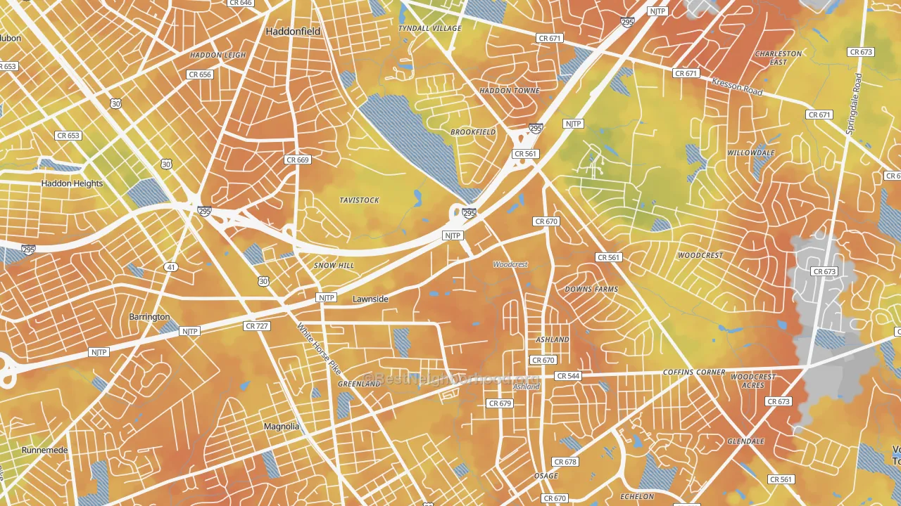 Bike Grade map of Tavistock, NJ