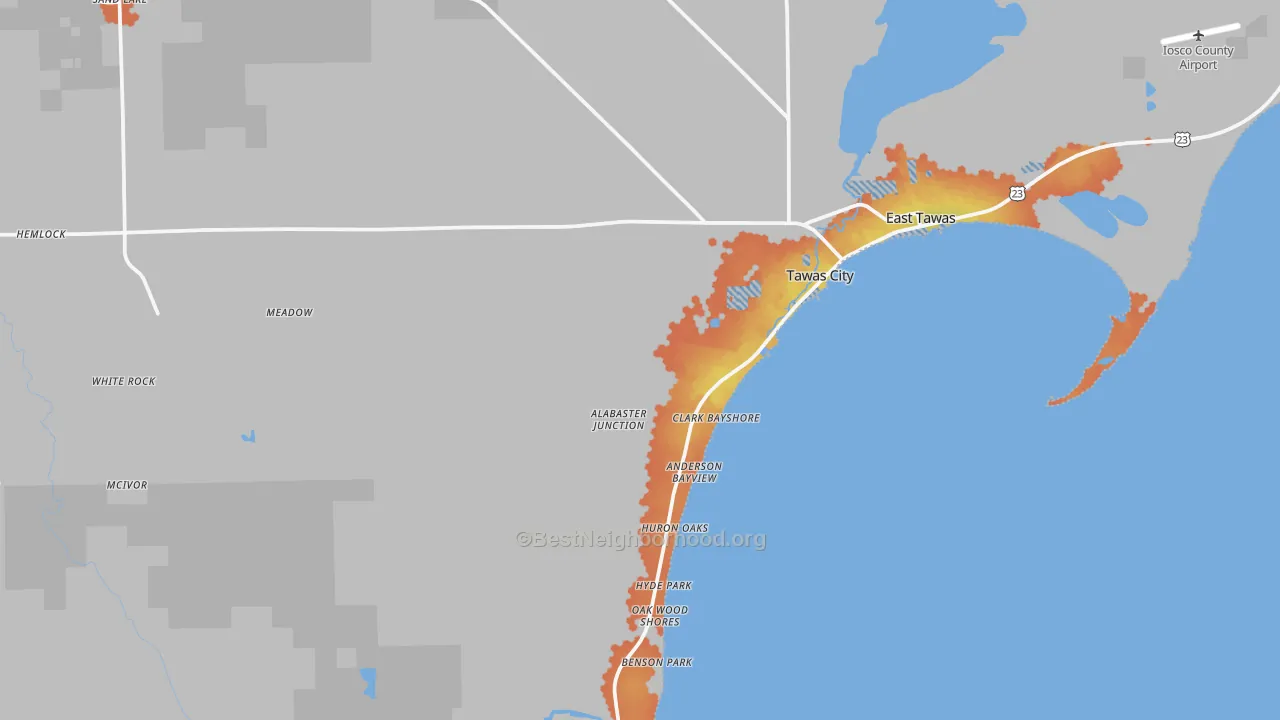 Bike Grade map of Tawas City, MI