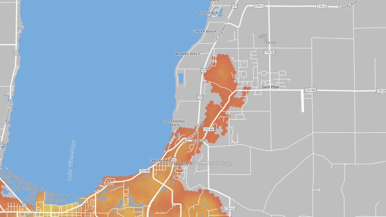 Bike Grade map of Taycheedah, WI