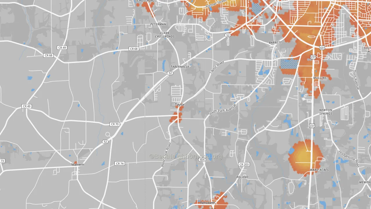Bike Grade map of Taylor, AL