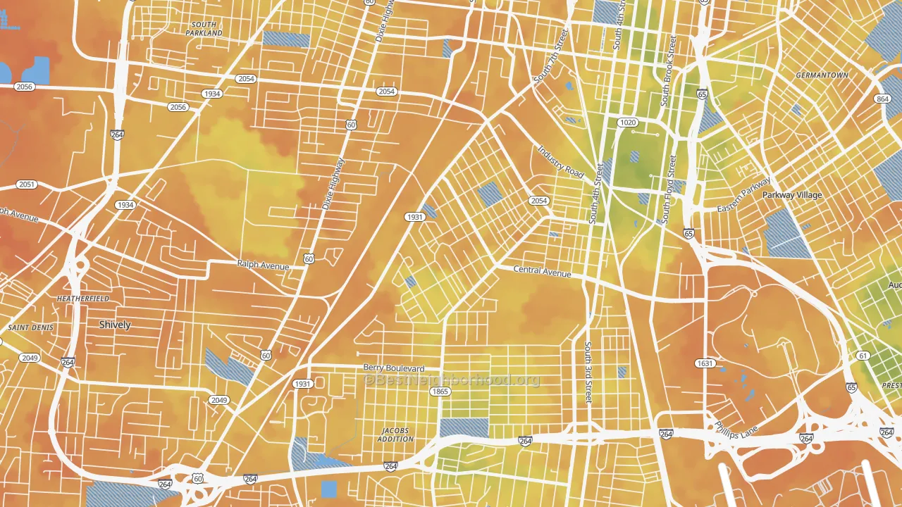 Bike Grade map of Taylor Berry, Louisville, KY