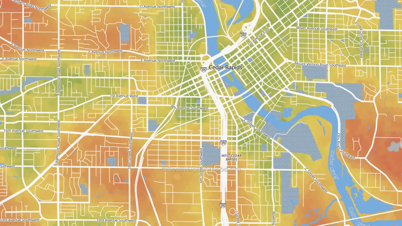 Bike Grade map of Taylor, Cedar Rapids, IA
