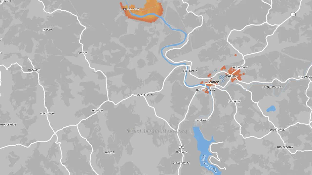 Bike Grade map of Taylor County, WV