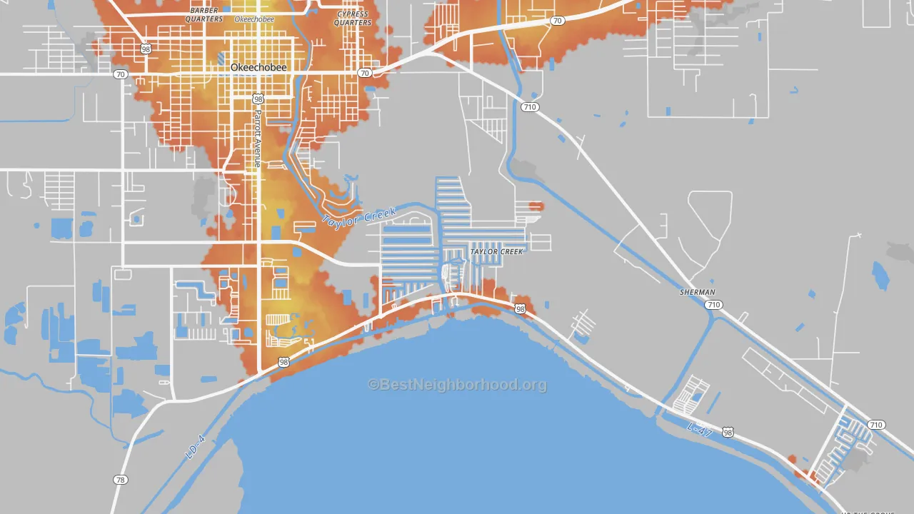 Bike Grade map of Taylor Creek, FL