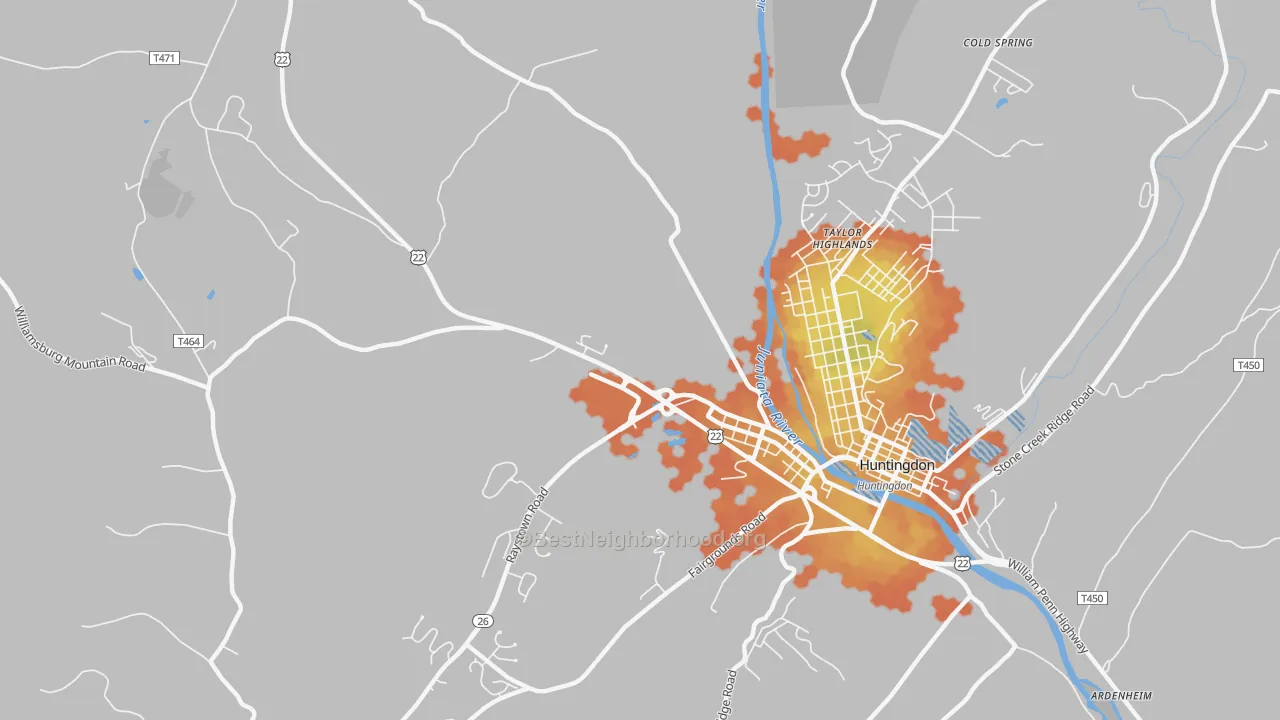 Bike Grade map of Taylor Highlands, PA