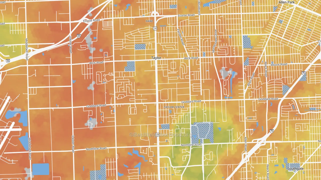 Bike Grade map of Taylor, MI