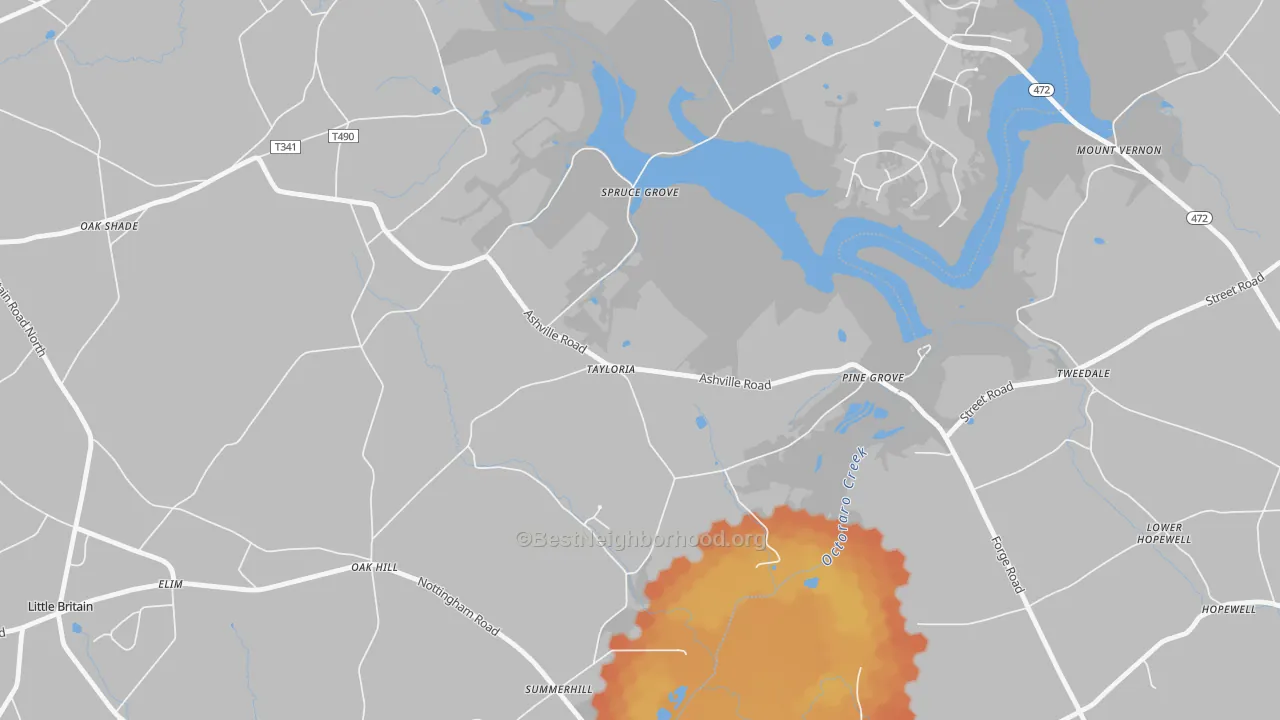 Bike Grade map of Tayloria, PA