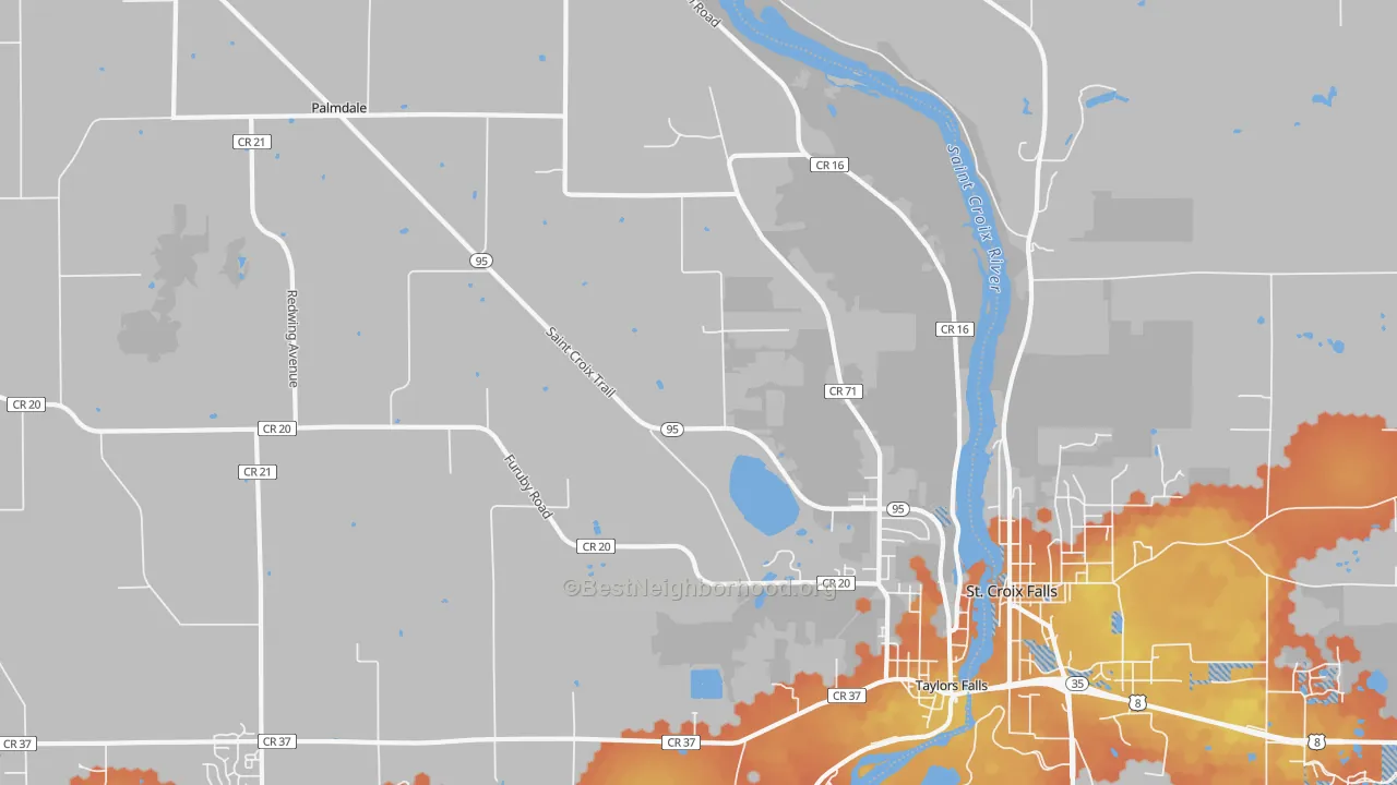 Bike Grade map of Taylors Falls, MN