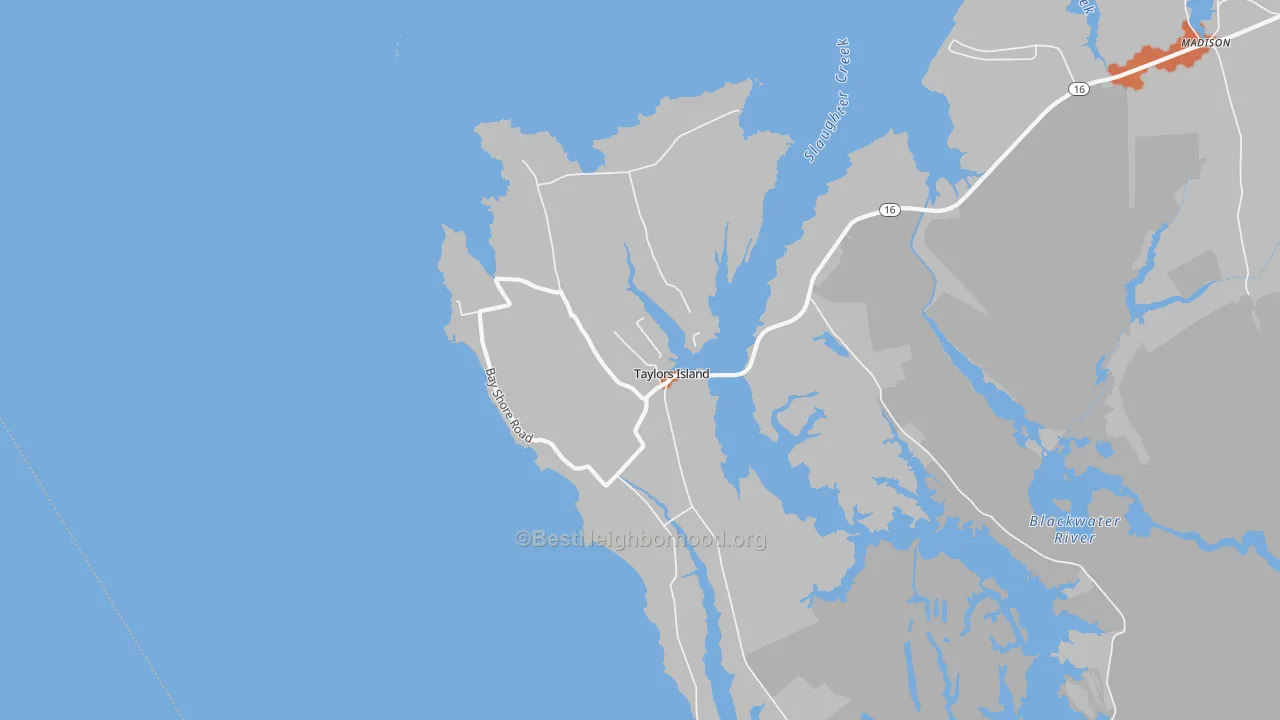 Bike Grade map of Taylors Island, MD