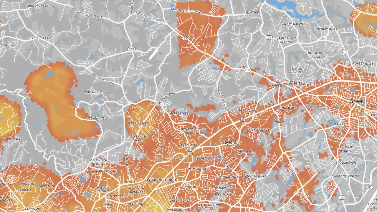 Bike Grade map of Taylors, SC