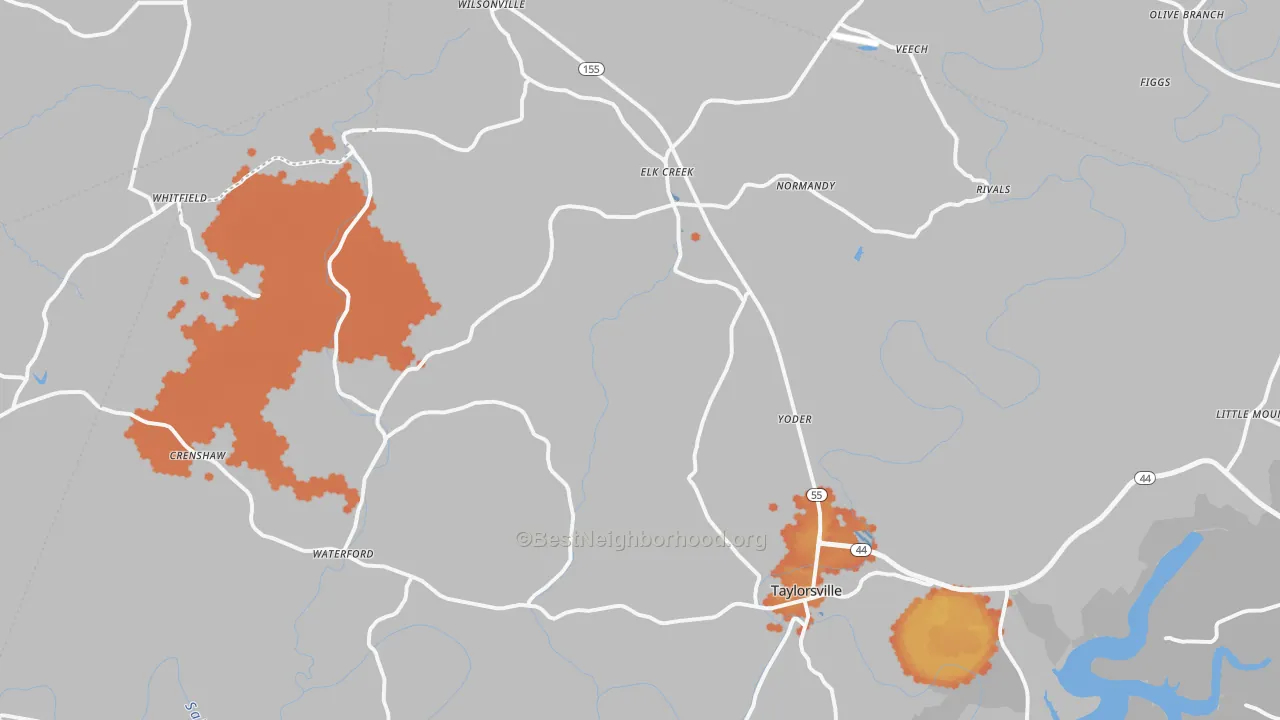 Bike Grade map of Taylorsville, KY