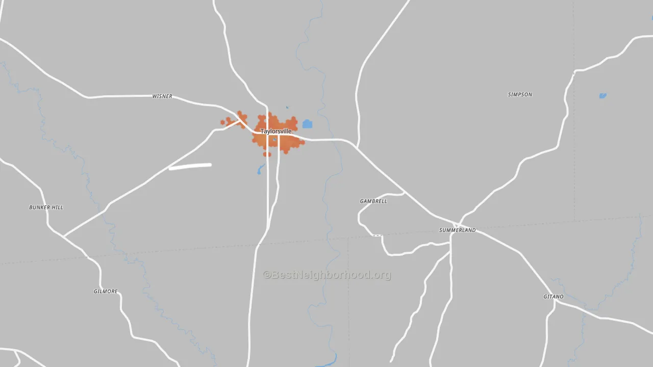 Bike Grade map of Taylorsville, MS