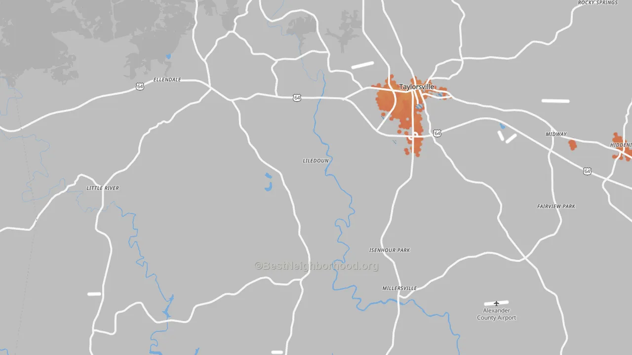 Bike Grade map of Taylorsville, NC