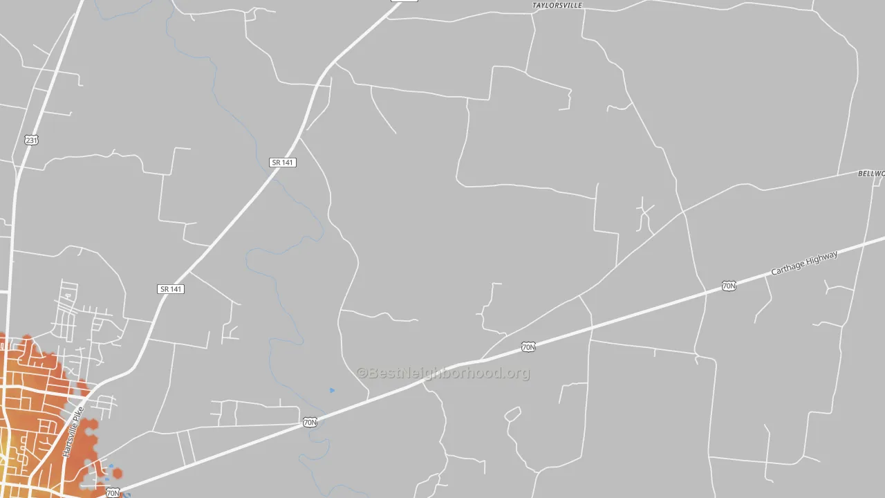 Bike Grade map of Taylorsville, TN