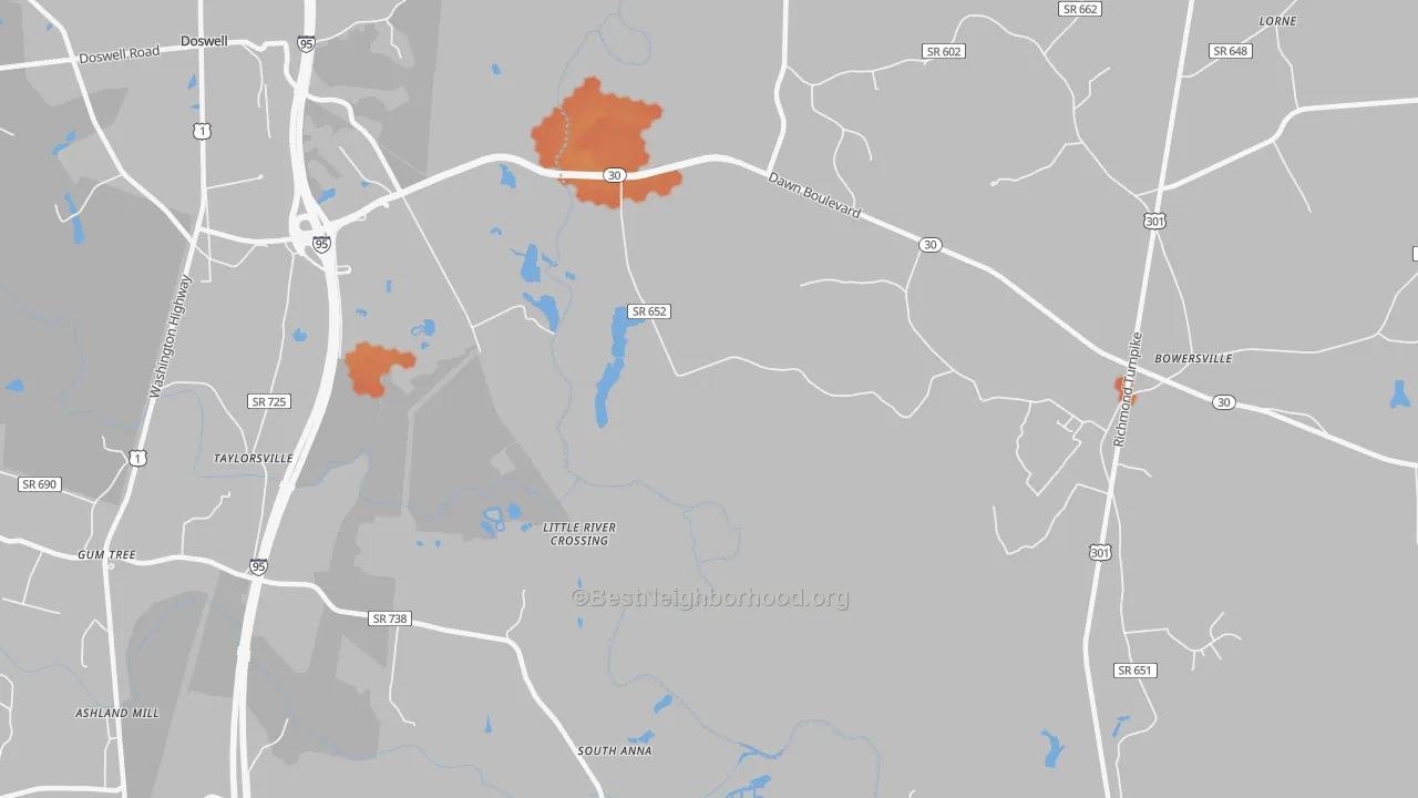 Bike Grade map of Taylorsville, VA