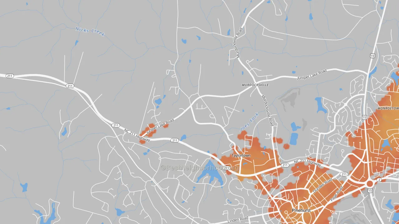 Bike Grade map of Taylortown, NC