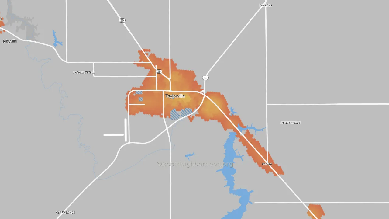 Bike Grade map of Taylorville, IL