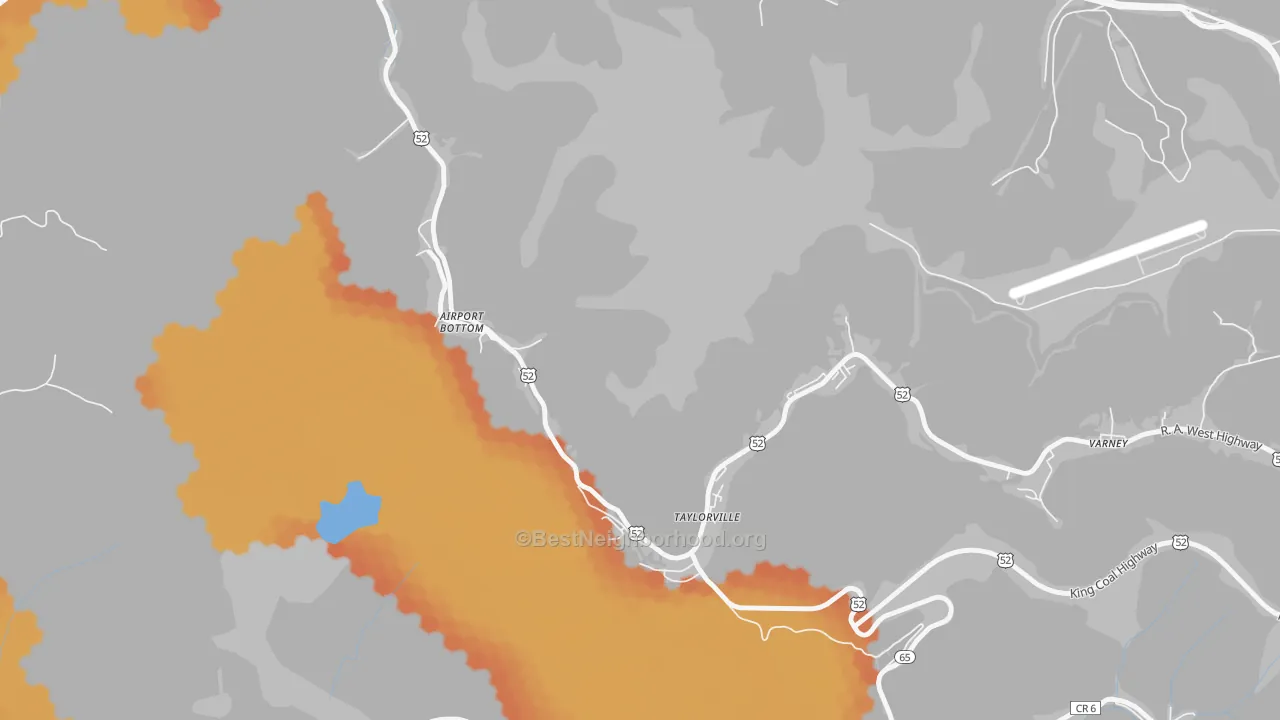 Bike Grade map of Taylorville, WV