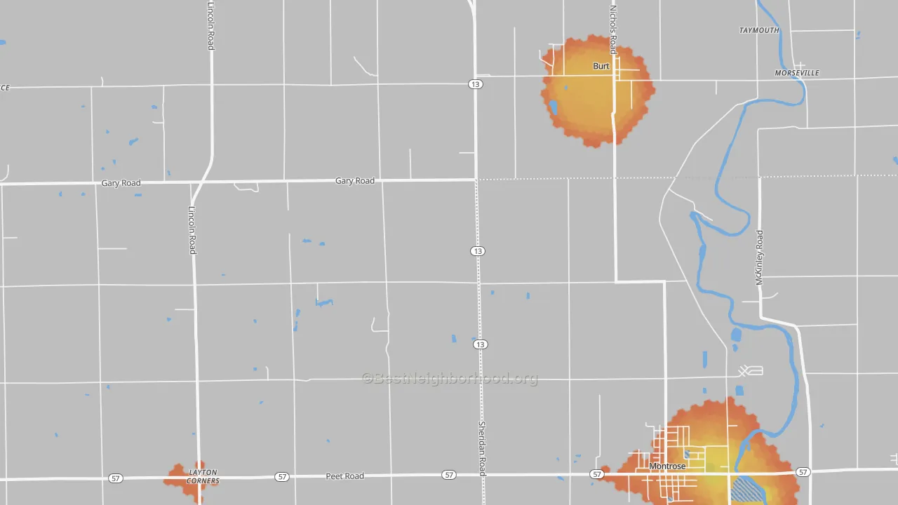 Bike Grade map of Taymouth, MI