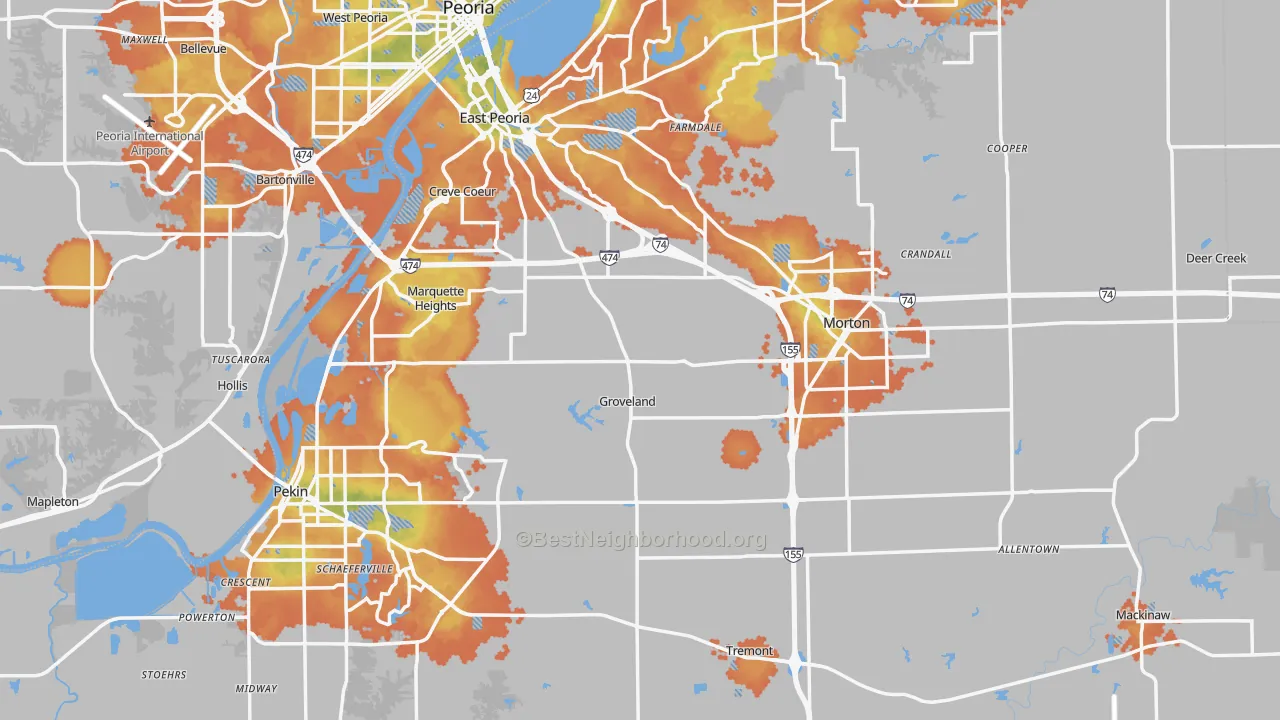 Bike Grade map of Tazewell County, IL