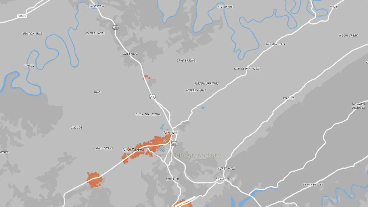 Bike Grade map of Tazewell, TN