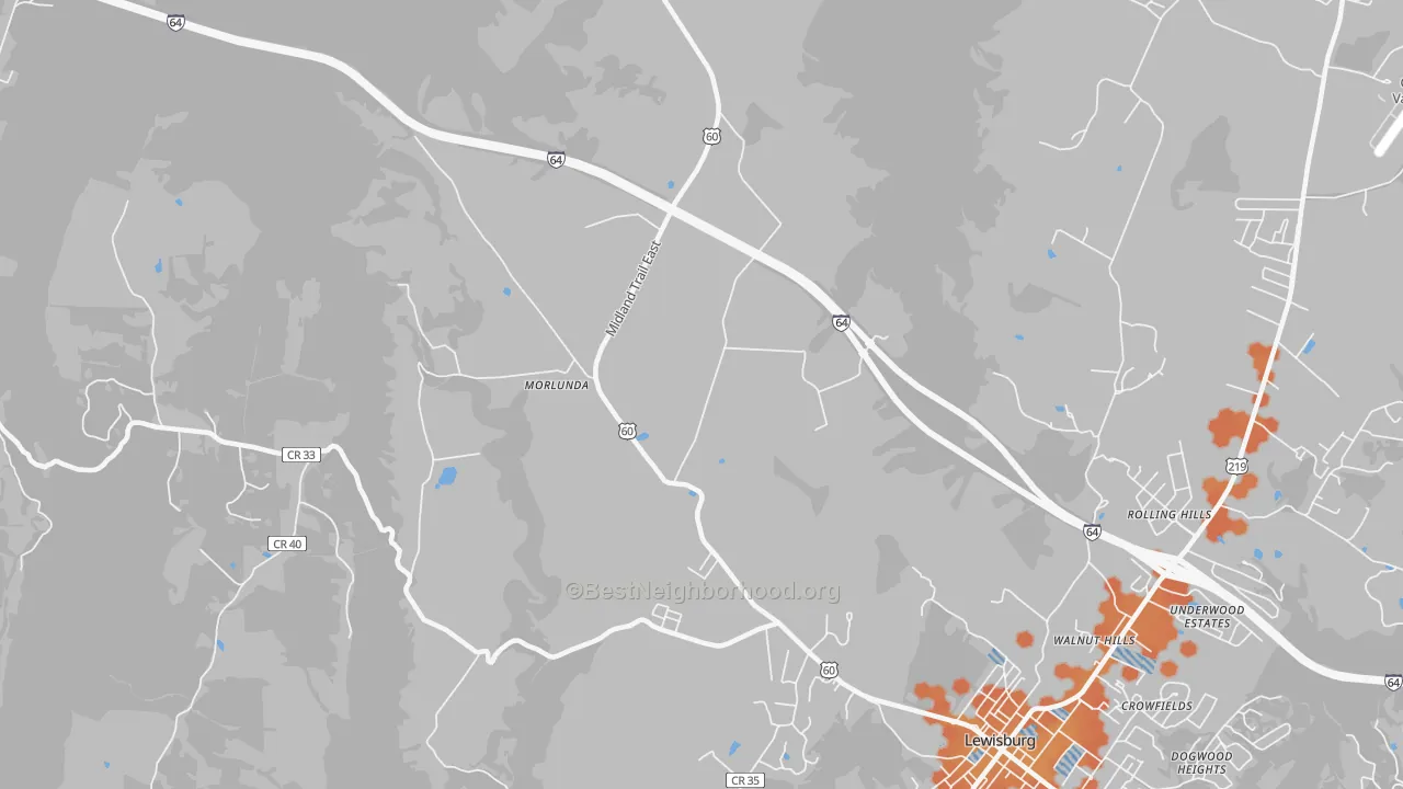 Bike Grade map of Teaberry, WV