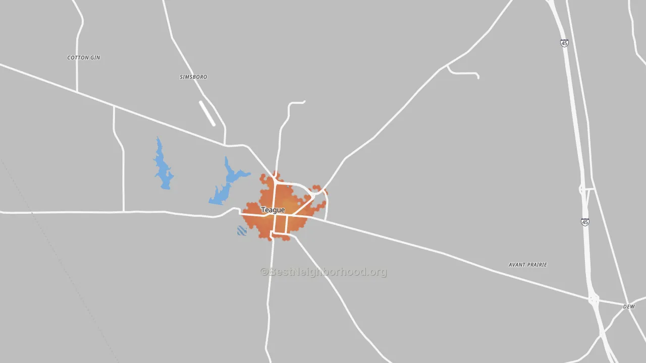 Bike Grade map of Teague, TX