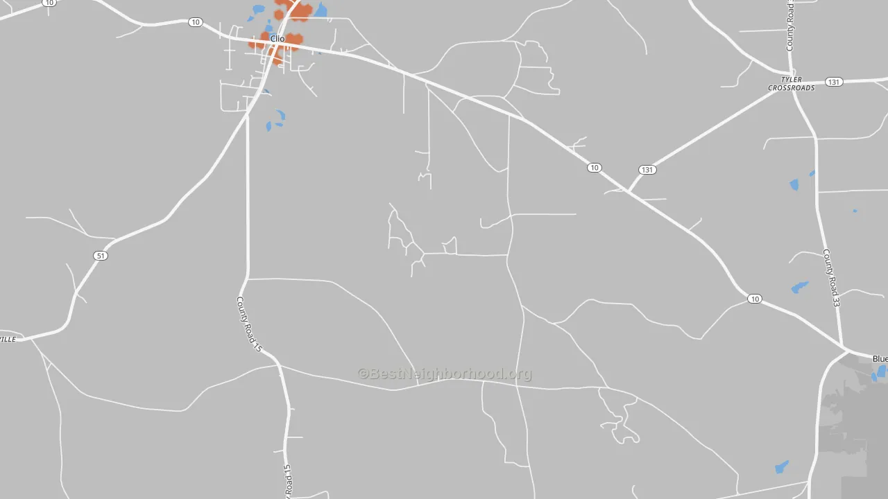 Bike Grade map of Teals Crossroads, AL