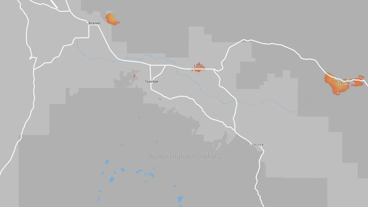 Bike Grade map of Teasdale, UT