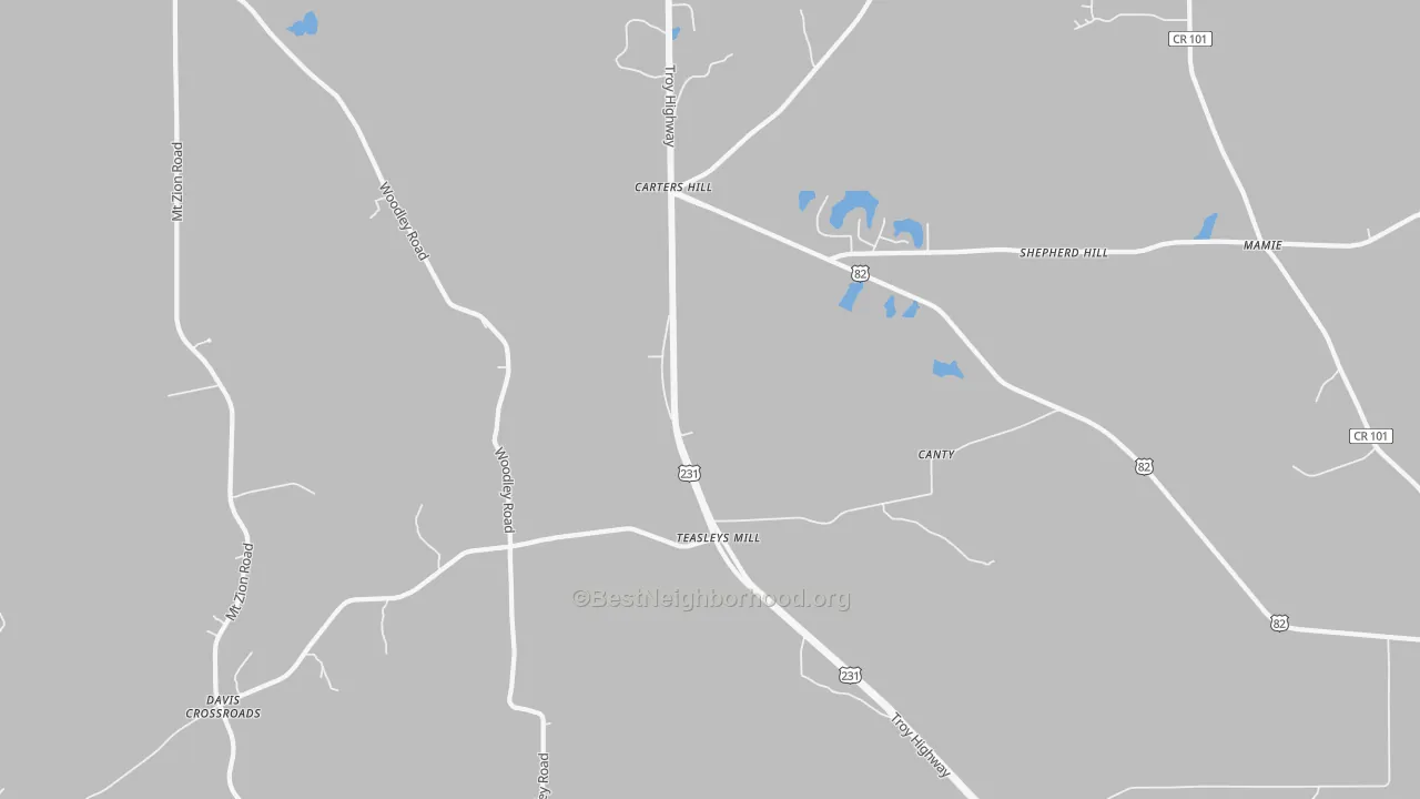 Bike Grade map of Teasleys Mill, AL